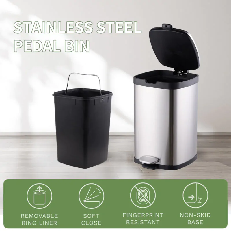 Trash Can Foot Pedal Bin 6L 12L 20L 30L WBS058 - Image 2