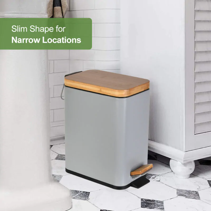 Dust Bin With Bamboo Lid WBS075 - Image 2