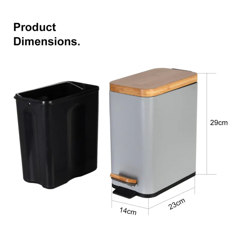 Dust Bin With Bamboo Lid WBS075 - Image 3
