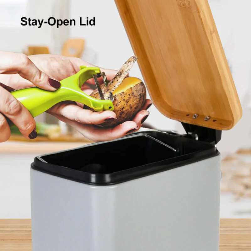 Dust Bin With Bamboo Lid WBS075 - Image 4
