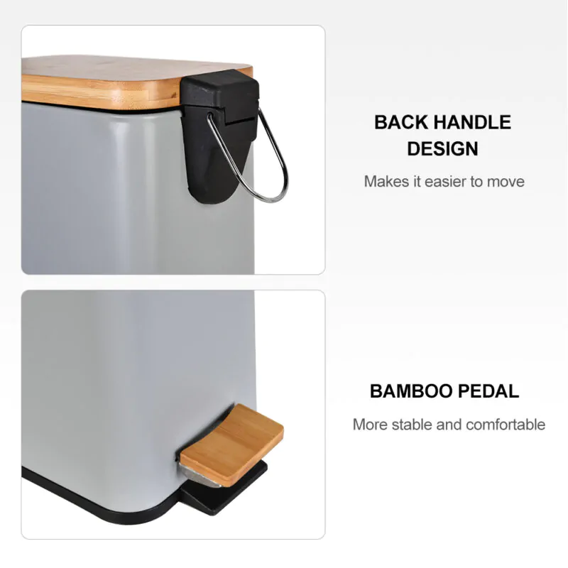 Dust Bin With Bamboo Lid WBS075 - Image 6