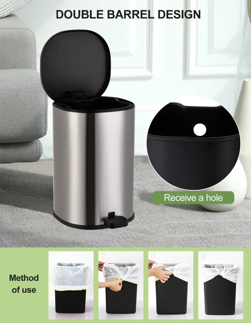 Round Soft-Close Garbage Bin WBS077 - Image 2