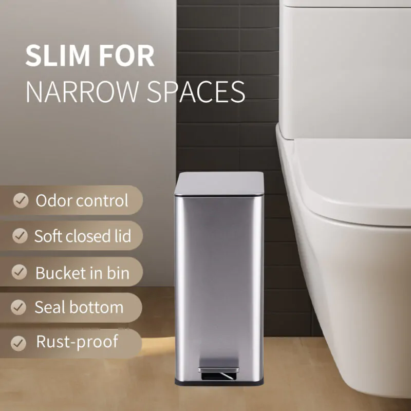 Bathroom Rectangular Trash Can WBS124 - Image 2