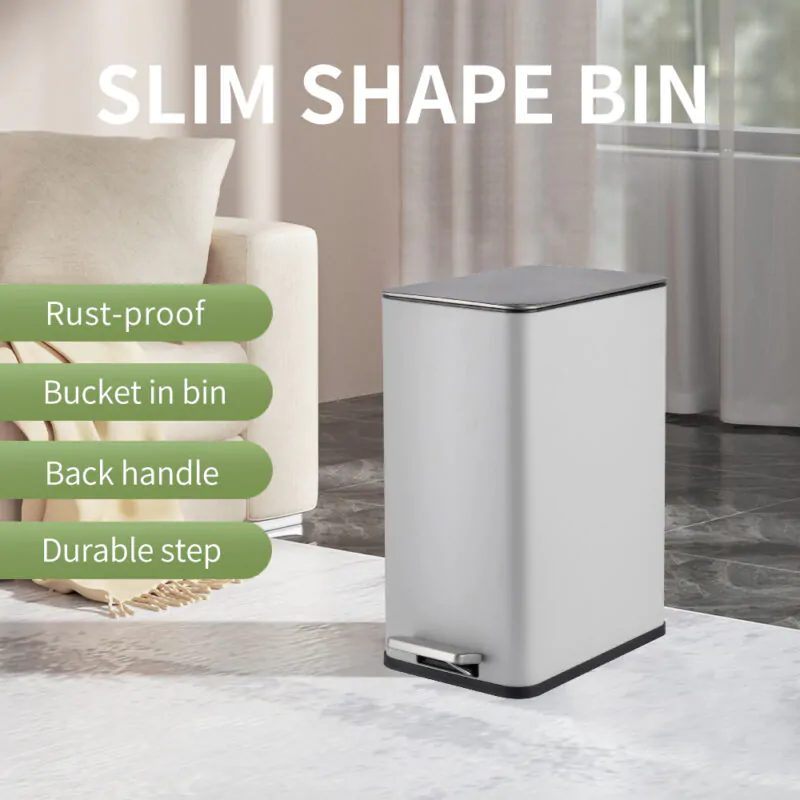 Fingerprint-Resistant Soft Close Lid Trash can WBS124 - Image 2