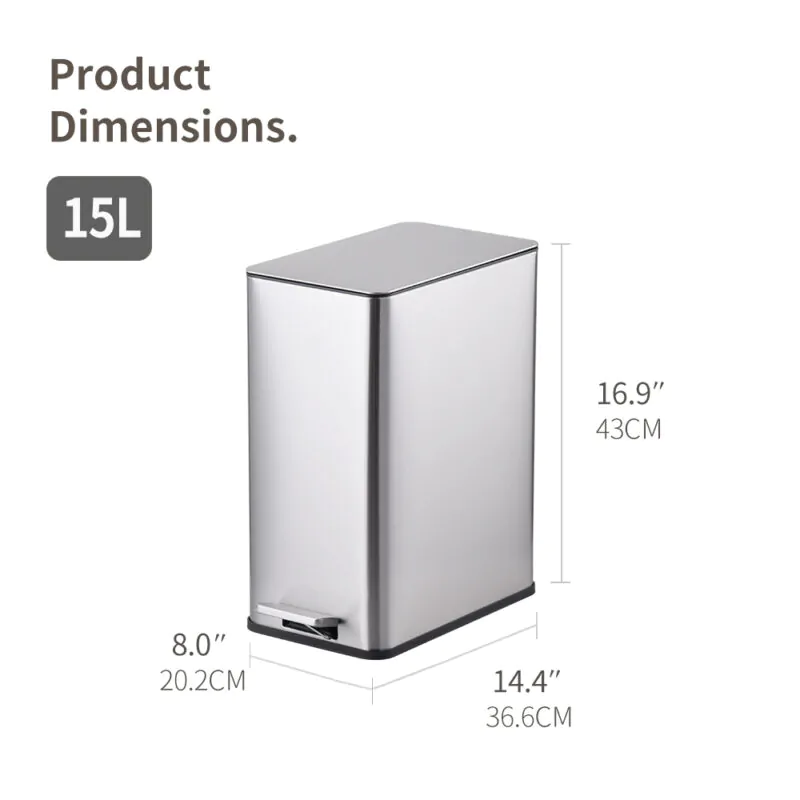 Bathroom Rectangular Trash Can WBS124 - Image 3