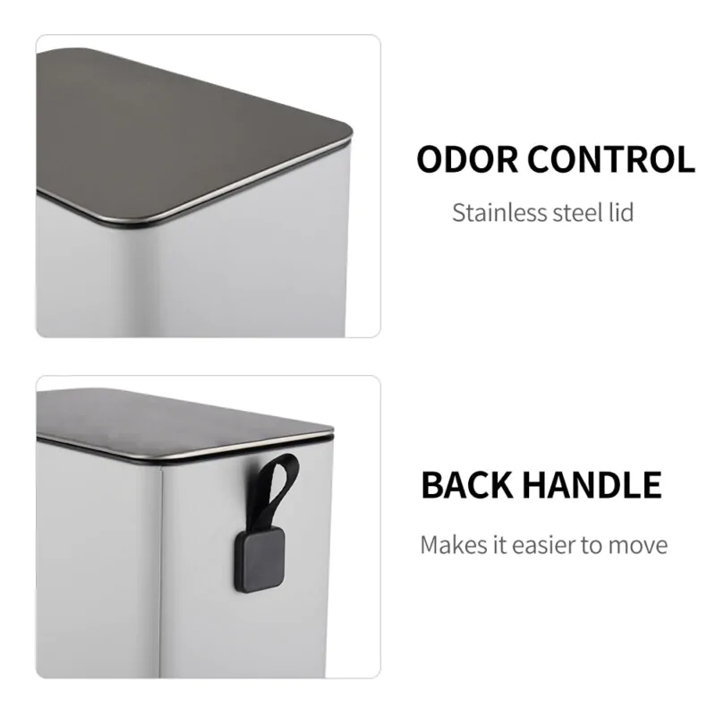 Fingerprint-Resistant Soft Close Lid Trash can WBS124 - Image 6