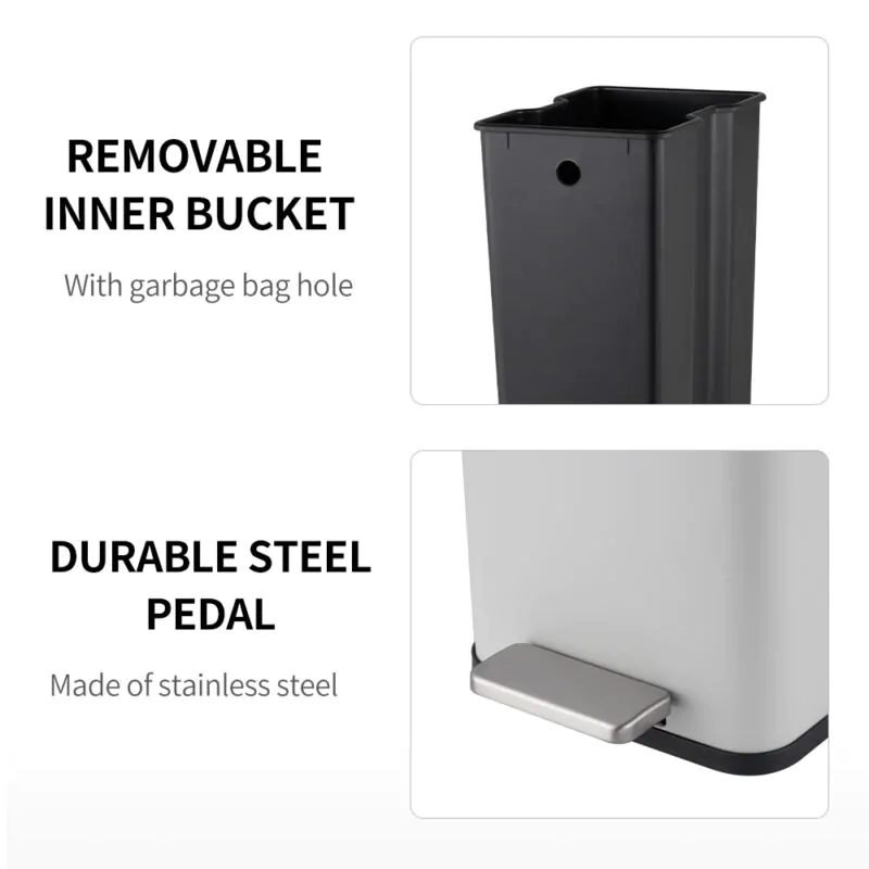 Fingerprint-Resistant Soft Close Lid Trash can WBS124 - Image 7