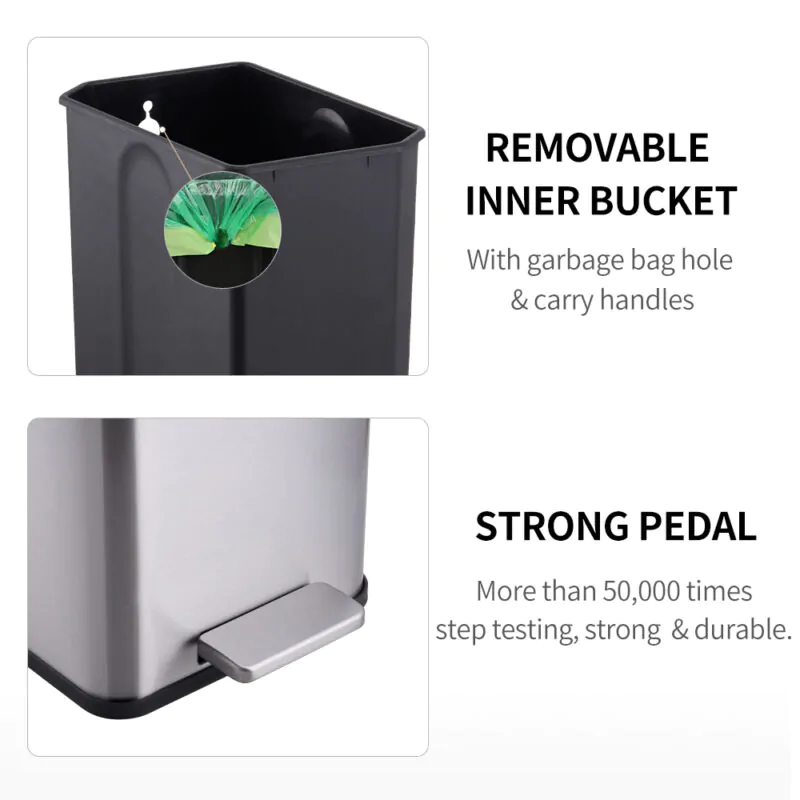 Bathroom Rectangular Trash Can WBS124 - Image 8