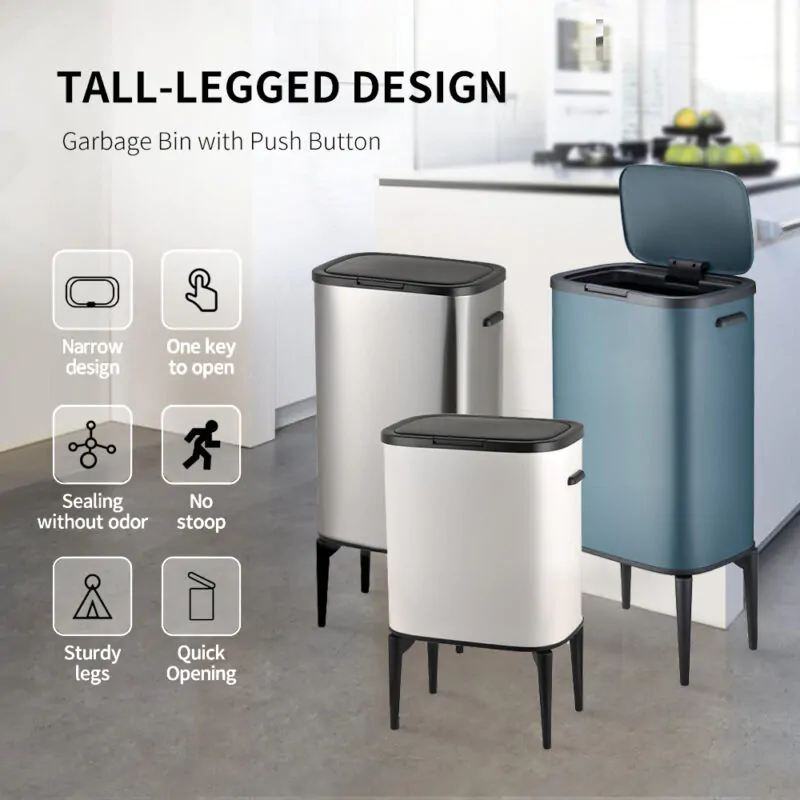 Trash cans with 4 high legs push and sensor WBS130 - Image 2