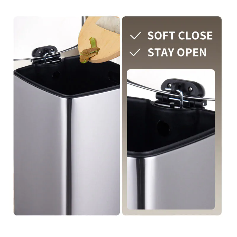 Rectangular stainless steel pedal trash can WBS131 - Image 5