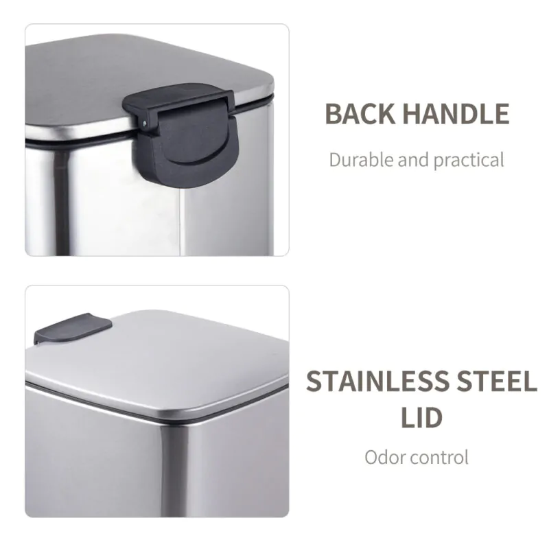 Rectangular stainless steel pedal trash can WBS131 - Image 6