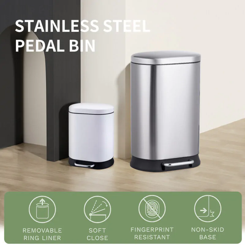 Stainless Steel Pedal Trash Bin WBO014 - Image 2
