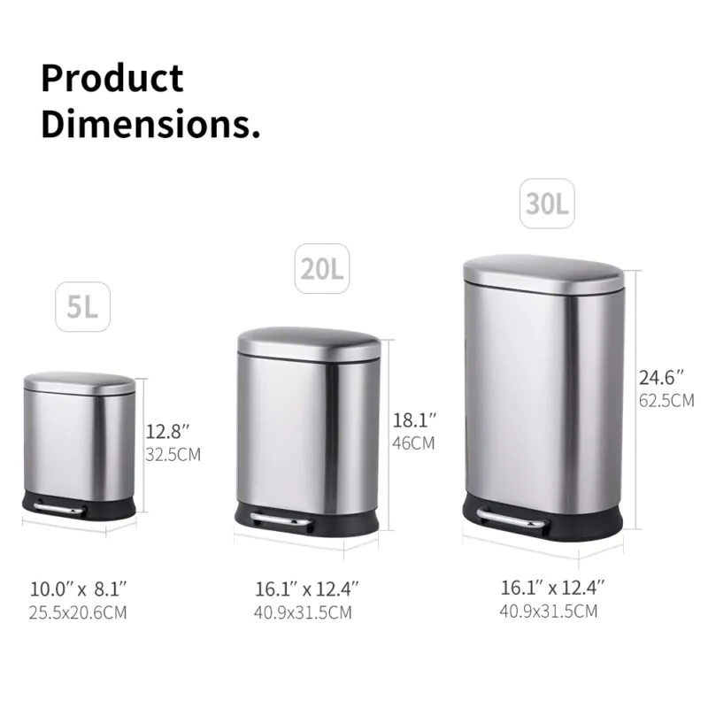 Stainless Steel Pedal Trash Bin WBO014 - Image 3