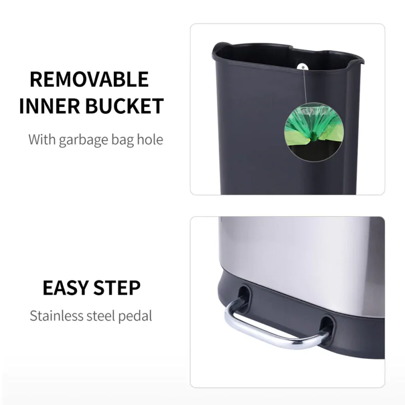Stainless Steel Pedal Trash Bin WBO014 - Image 7