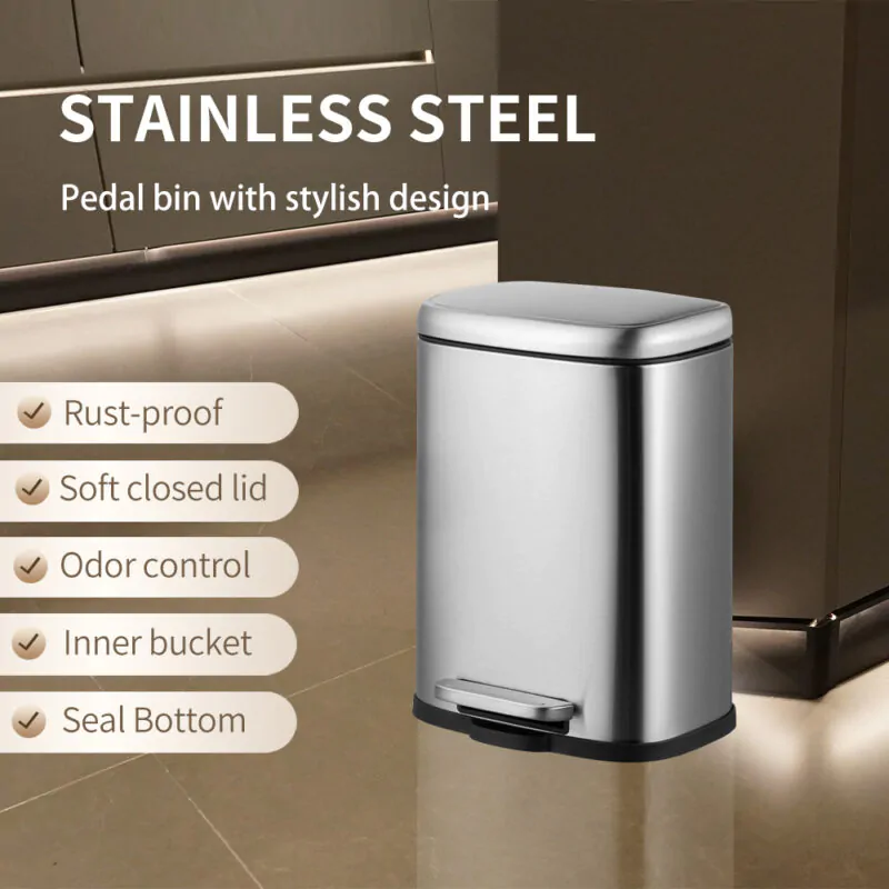 Square 5L Garbage Bin with Soft Close WBO079 - Image 2
