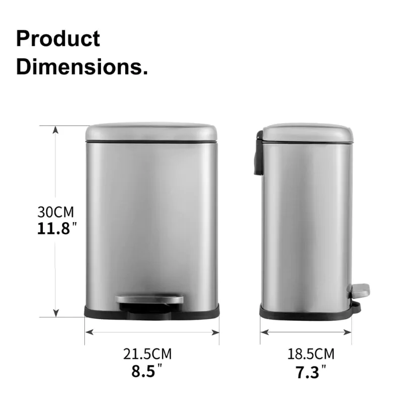 Square 5L Garbage Bin with Soft Close WBO079 - Image 3