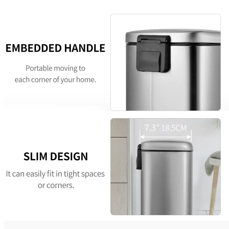 Square 5L Garbage Bin with Soft Close WBO079 - Image 7