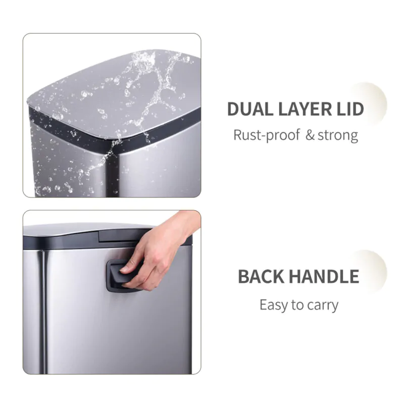 50L Stainless Steel Pedal Waste Bin WBS139L50 - Image 7