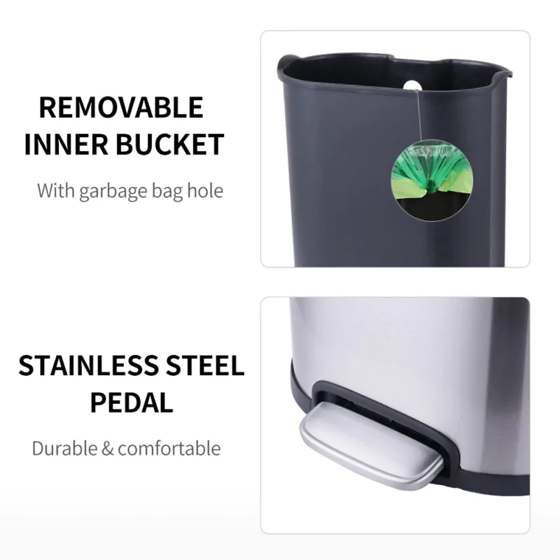 Trash Can with Inner Bucket Step-On  WBS142 - Image 7