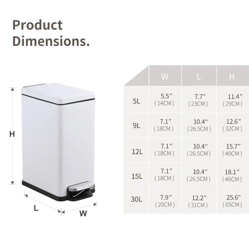 5L/9L Rectangle Trash Can WBS151 - Image 3