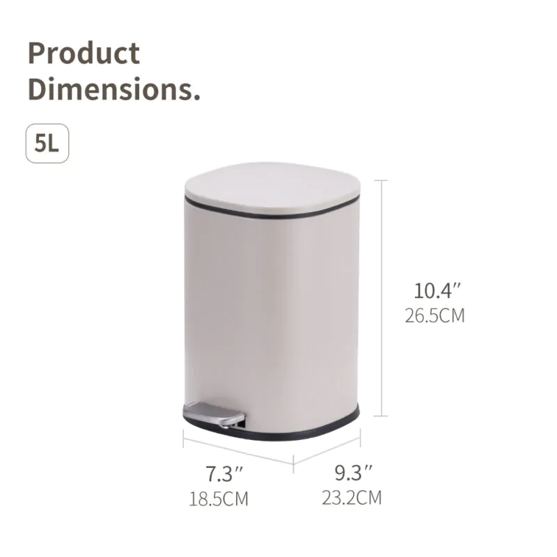 5L Stainless Steel Trash Can with Step Pedal WBS152 - Image 3