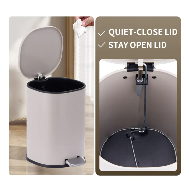 5L Stainless Steel Trash Can with Step Pedal WBS152 - Image 5