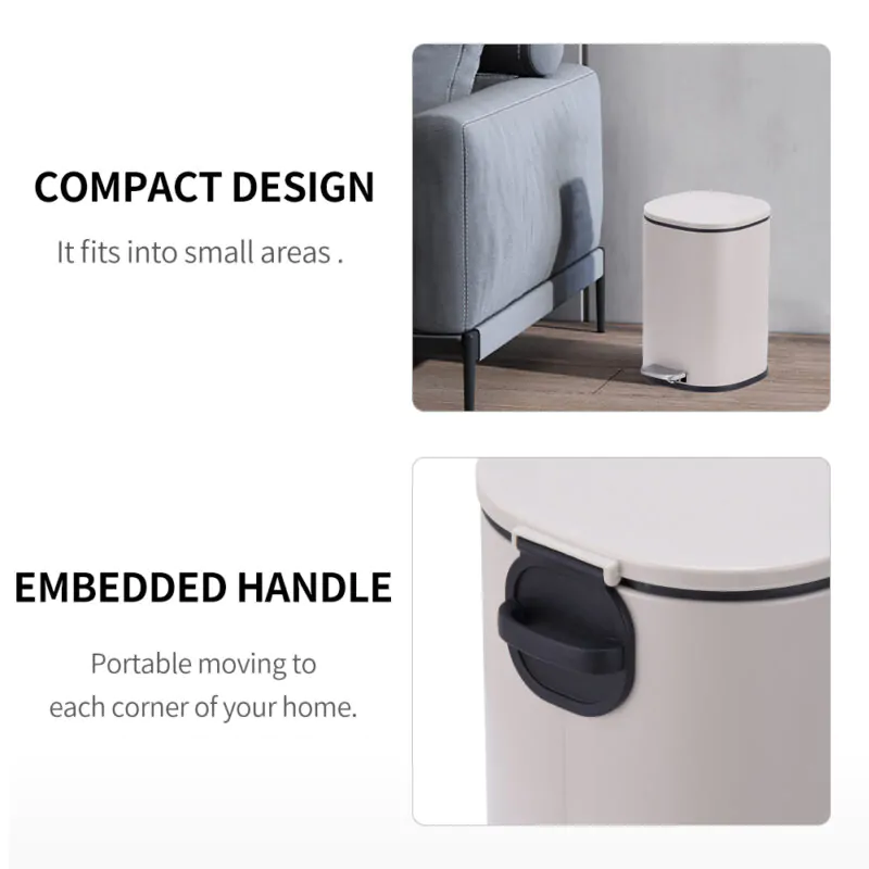 5L Stainless Steel Trash Can with Step Pedal WBS152 - Image 7