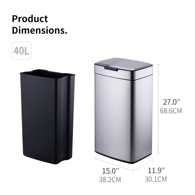 40L soft close push waste bin WBS158L40 - Image 3