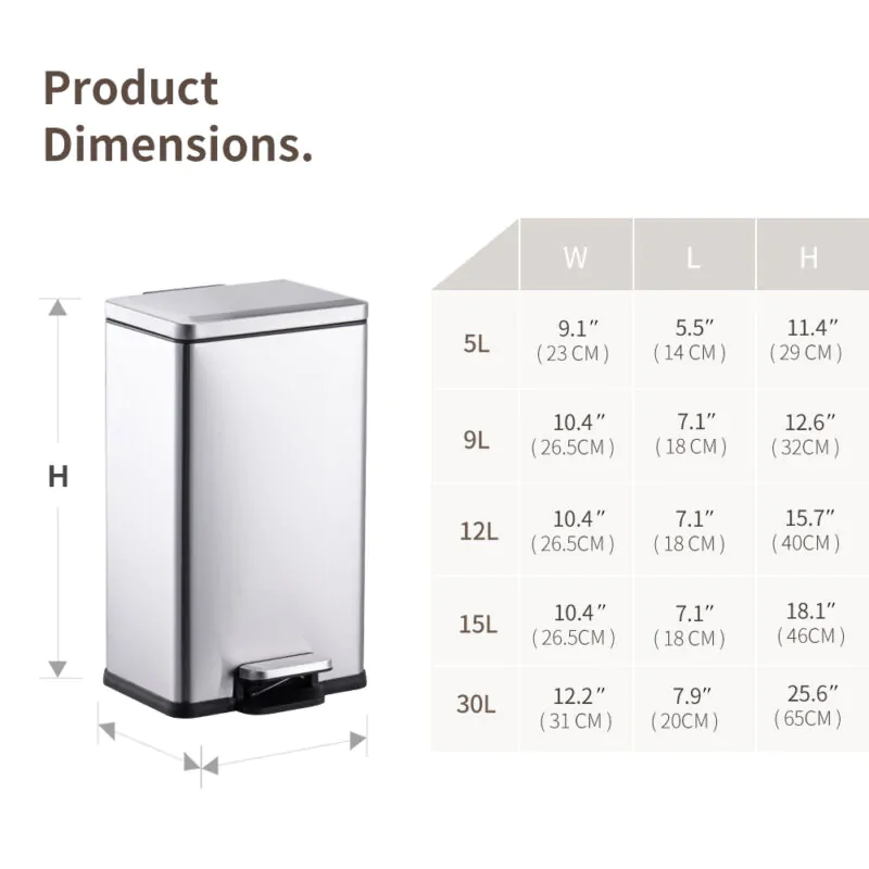 Full Sizes Stainless Steel Trash Can WBS160 - Image 3