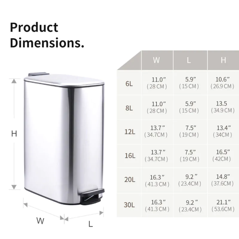 Trash bin with pedal and soft closing WBS171 - Image 3