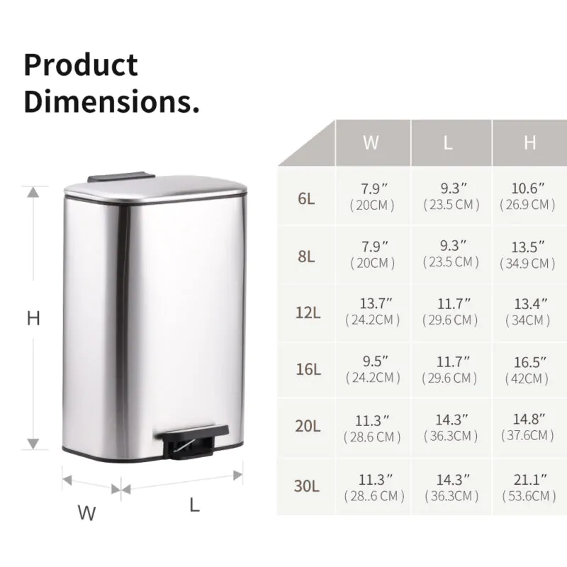 Rectangle Dust Bin with Soft Closing WBS172 - Image 3